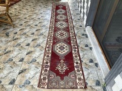 Pre 1960 ANTIQUE ANATOLIAN ORIENTAL Runner RUG GEOMETRIC TRIBAL TURKISH VINTAGE