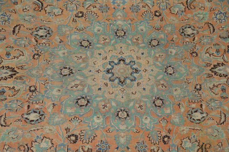 Orange/Turquoise Overdyed Floral Traditional Area Rug 9x12 Wool Handmade gallery