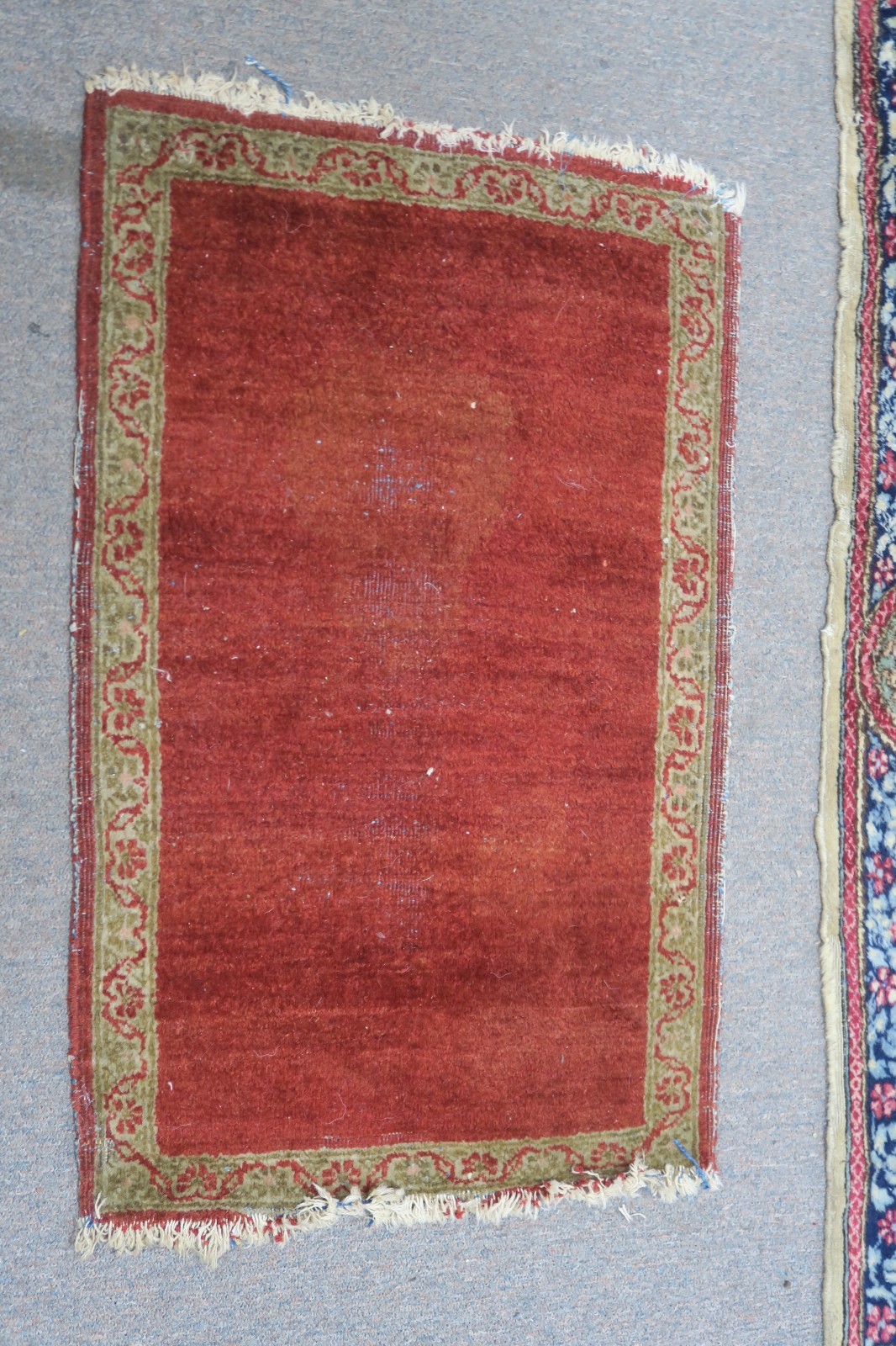 Vintage Red Kurdish Malayer Plain Border Small Rug Hand Knotted Wool 1.5' x 3' gallery