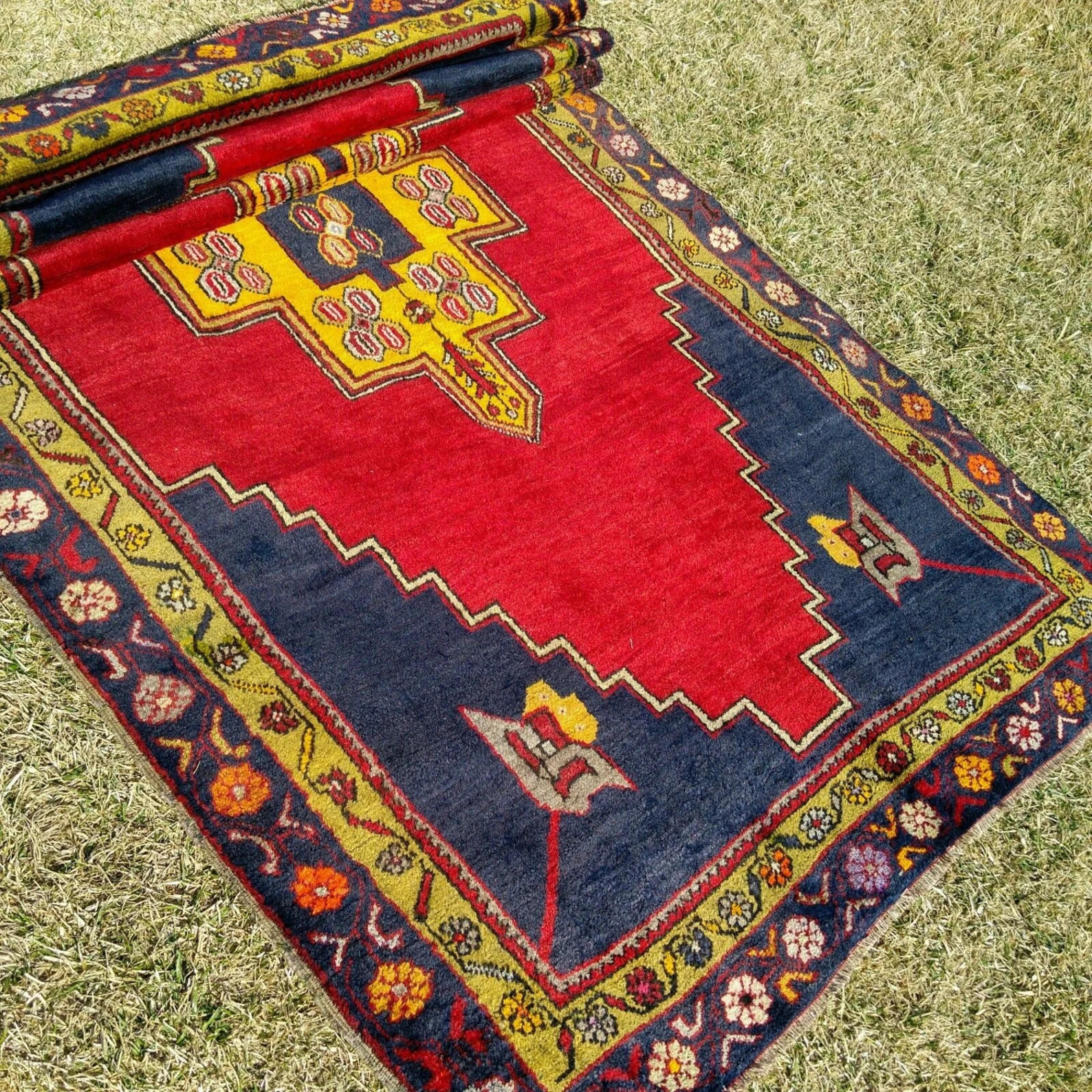 Authentic 1900-1930s Antique Lambs Wool Pile Tribal Rug 4'6''x9'7'' gallery