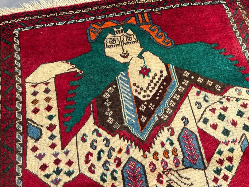 3x5 Afghan Pictorial Baluchi Queen Hand-Knotted Rug – Unique Wall Hanging Rug gallery