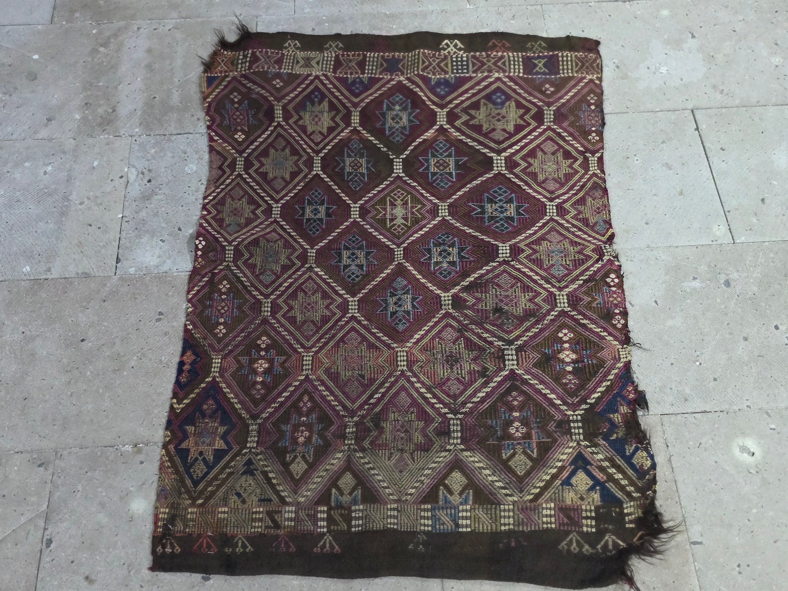 Antique Reyhanlı Sack Rug, Old Wool Tribal Carpet, Anatolian Bag Face Textile gallery