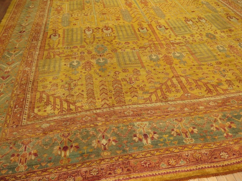 Antique WIllow Tree Turkish Oushak Ushak Rug Size 13'2''x17'3'' gallery