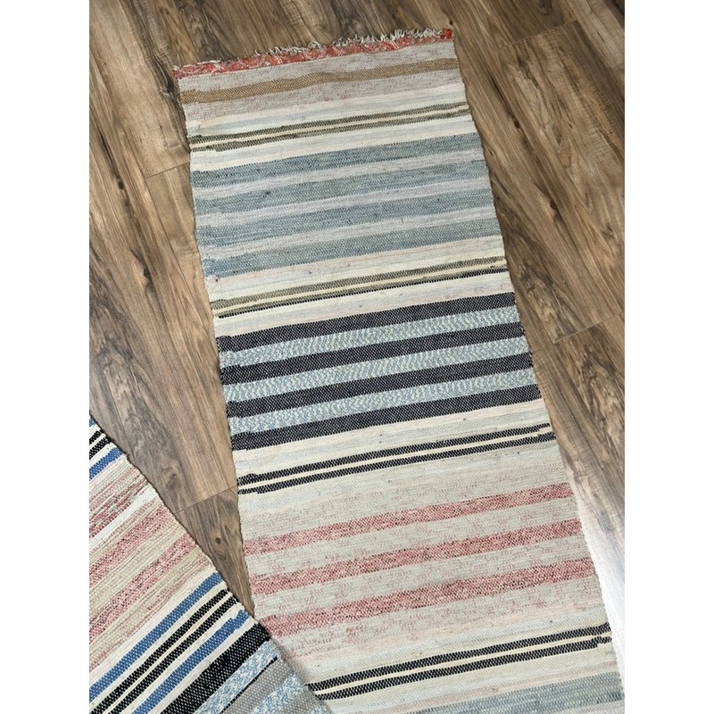 Vintage Turkish Flatwoven Rag Rug Runner in Soft Pastels – 1’10 x 13’4 gallery