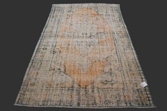 Vintage Turkish Oushak Rug, Orange 5×9 ft, Handmade Wool, Bohemian Anatolian