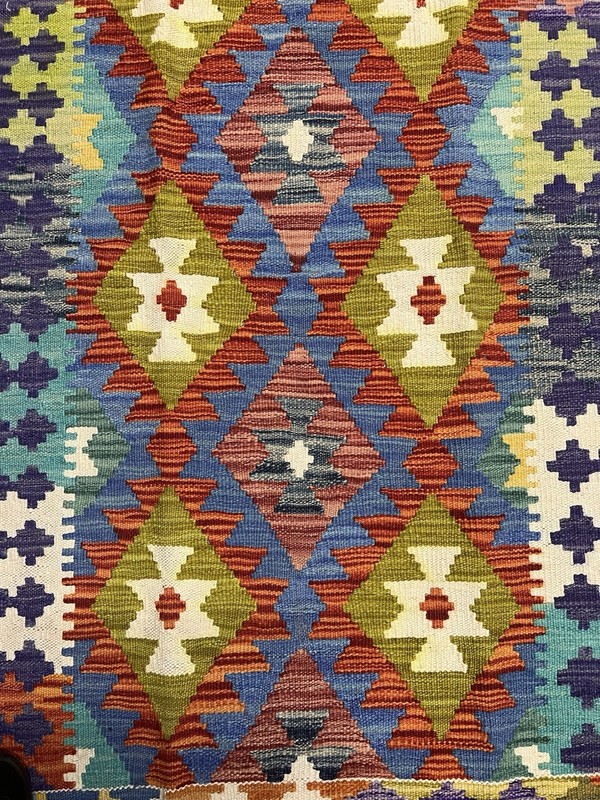 Vintage Kilim Traditional Hand Made Oriental Wool Kilim 4ft11inx3ft 160cmx104cm gallery