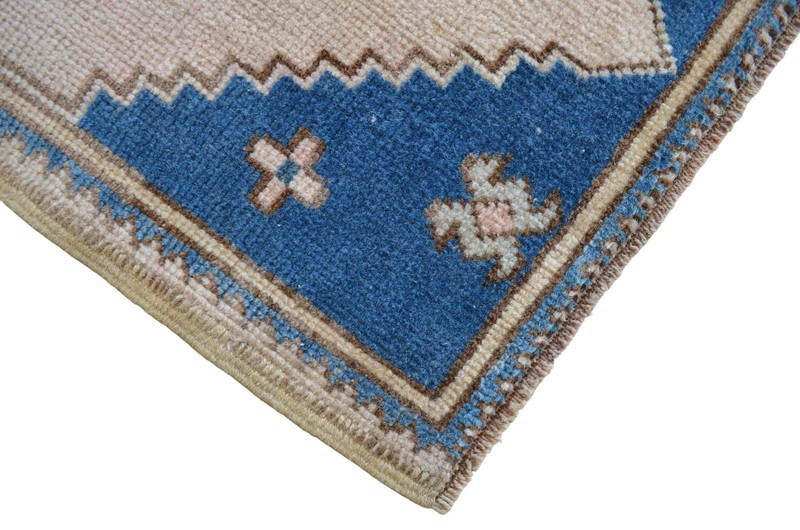 Vintage Turkish Rug Small HandKnotted Wool Door Mat Boho Pink, 2x4 ft approx gallery