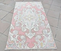 Oushak Area Rug 3’7” x 6’6” ft Vintage Turkish Sweet Colors Bohemian Area Rug