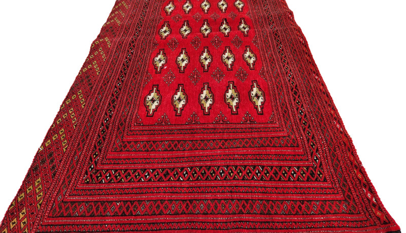 ANTIQUE HAND WOVEN TOURKMON VINTAGE WOOL VG DYE RED 54"x27" gallery