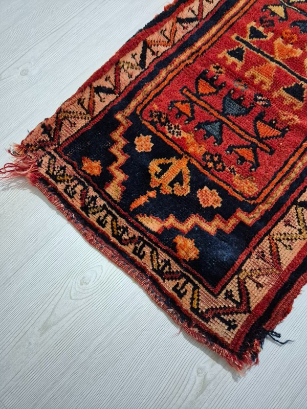 Antique Rug Pillow, Anatolian Small Rug, Auction,Kurdish Pillow Rug, Hand Woven gallery