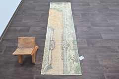 Vintage Turkish Runner Rug 2x6ft Wool Anatolian Handmade Hallway Oushak ORANGE