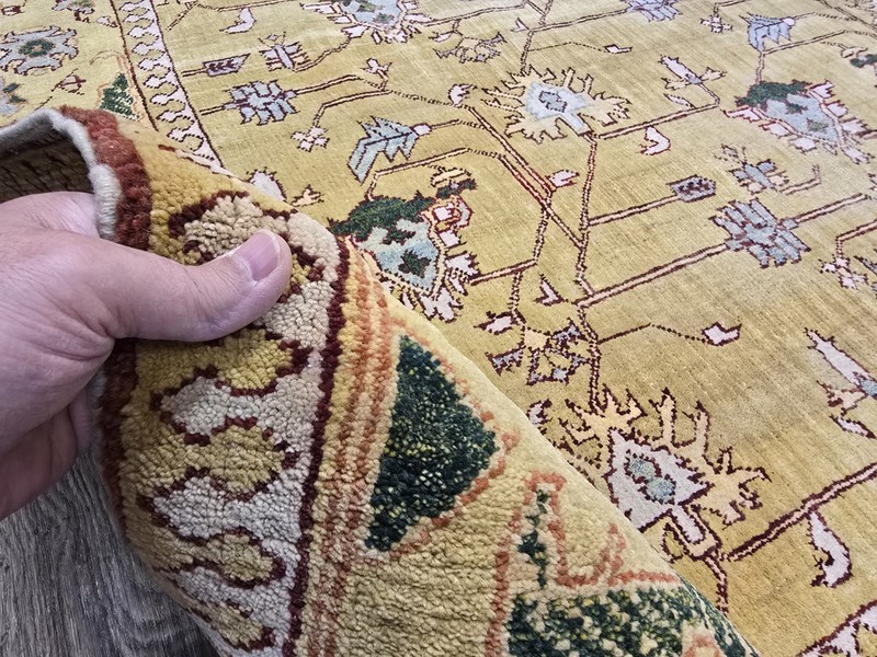 12ft By 17ft Hand Knotted Fine Afghan Rug , Yellow Background 100% Pure Wool gallery