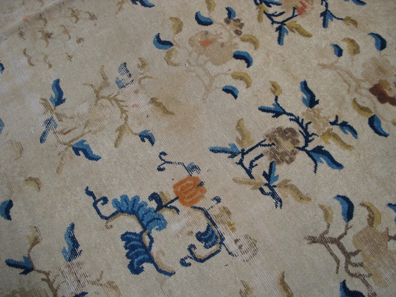 9x13 Antique Allover Floral Wool Hand Knotted Pile Ivory Beige Cream White gallery