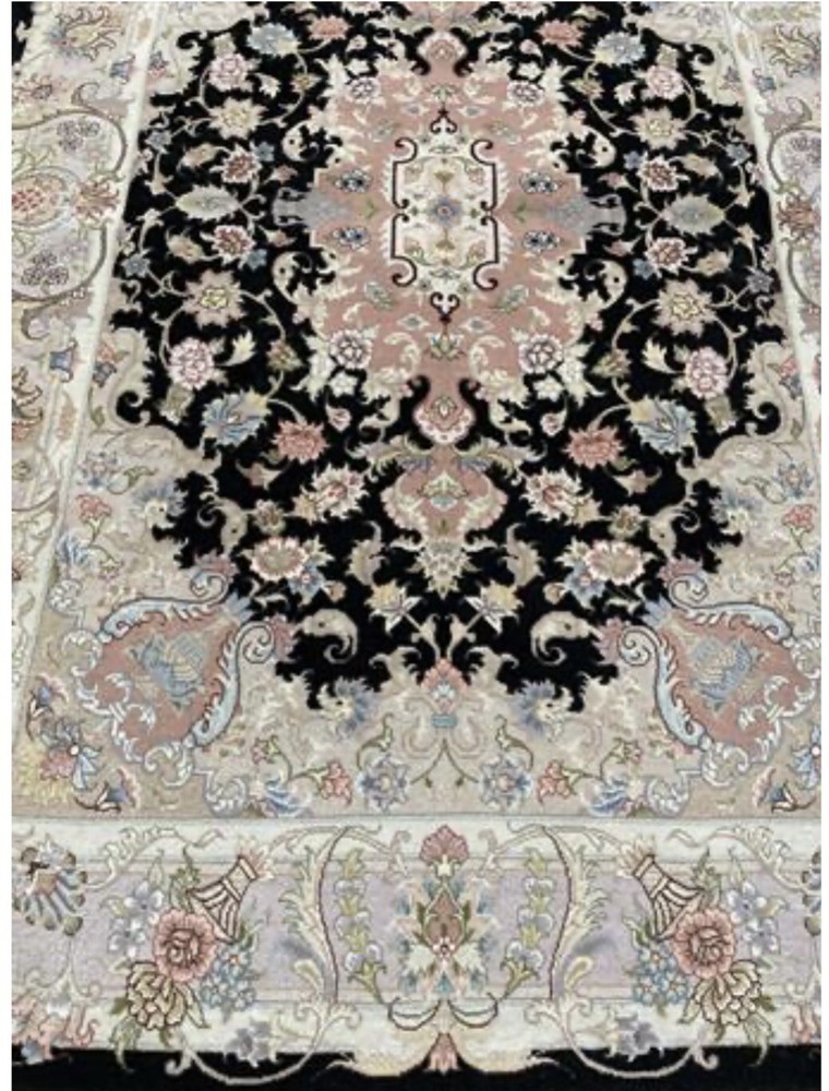 Spectacular Tabrizz Area Rug Wool Authentic 3 X 5 Ft Finest Black Beauty Rare .