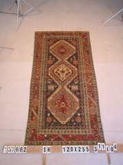 WL137682- Shirvan, hand-carded, hand-spun wool, natural dyes, size:3’11″x8’4″