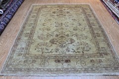 _HAND-MADE_RUG_6′ X 8′ Soft Color muted Beige Color Cream Background PAMIR
