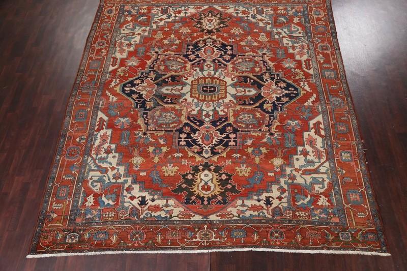 Antique Vegetable Dye Heriz Serapi Large Area Rug Hand-knotted Oriental 10'x11' gallery