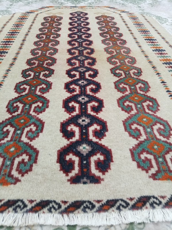 Green Beige Oriental Rug Antique Prayer Rug Bohemian Decor Rug Wool Oushak Rug gallery