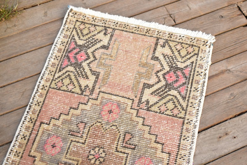 Turkish Carpet Hand Knotted 1x3 Size Doormat Chair Multi Color Rug 51x95cm gallery