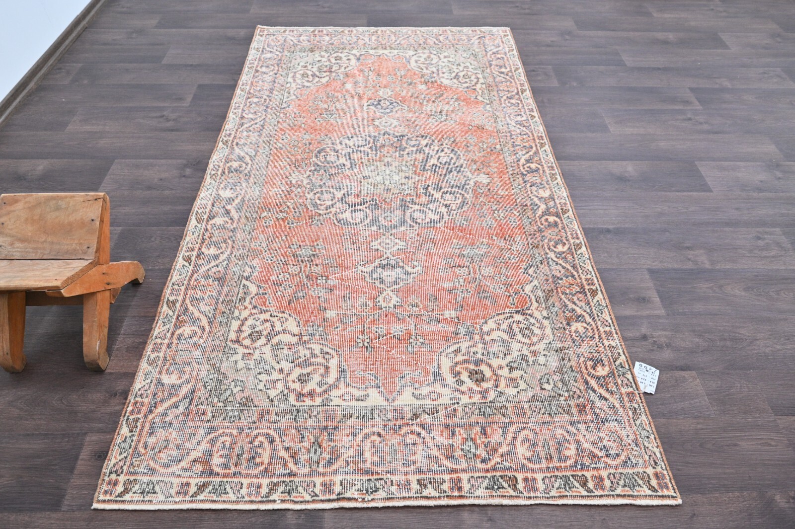 Oushak Turkish Vintage Rug 4x7 Kilim Rug Anatolian Handmade Boho Decor RED gallery