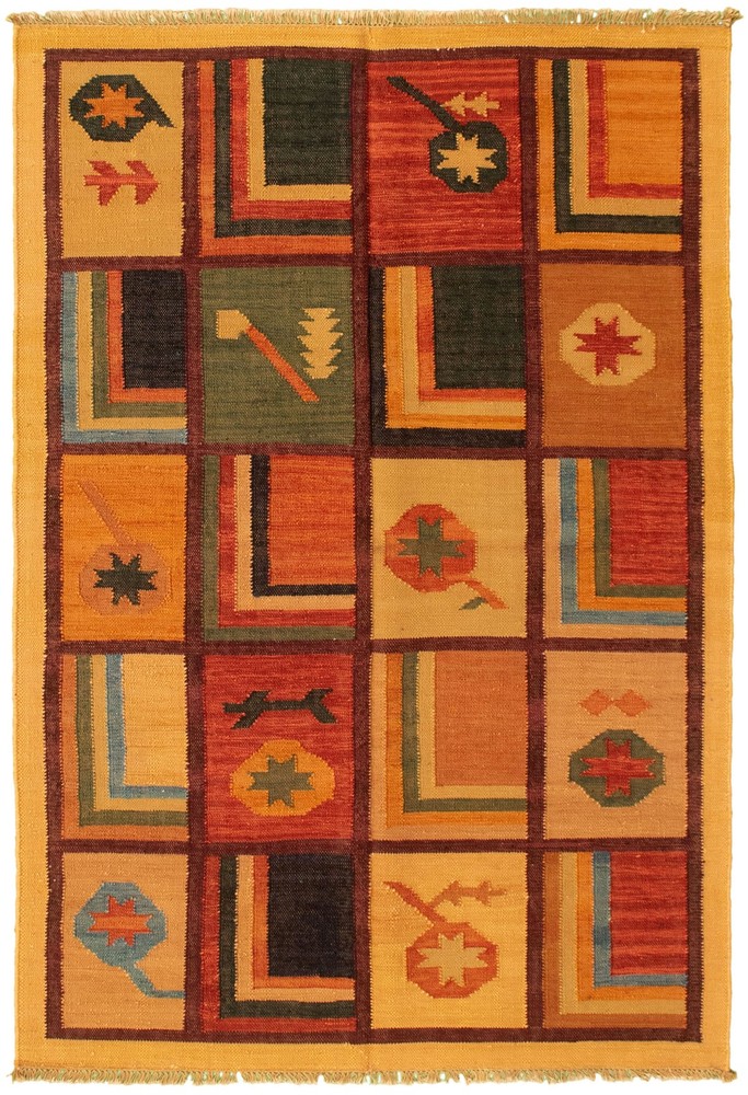 Vintage Hand Woven Area Rug 4'1" x 6'0" Traditional Wool Oriental Carpet