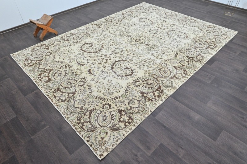 Oushak Turkish Vintage Rug 7x10 Kilim Rug Anatolian Handmade Boho Decor BEIGE gallery