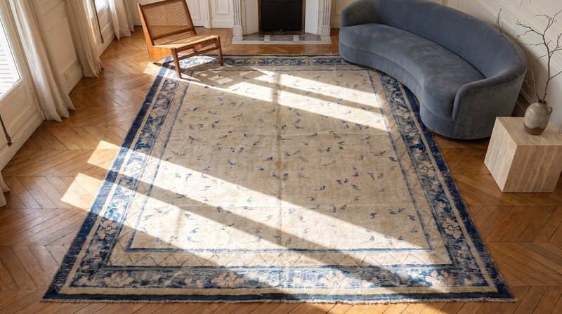 5X7 Antique Chinese Ningxia Wool Area Rug 1750 gallery