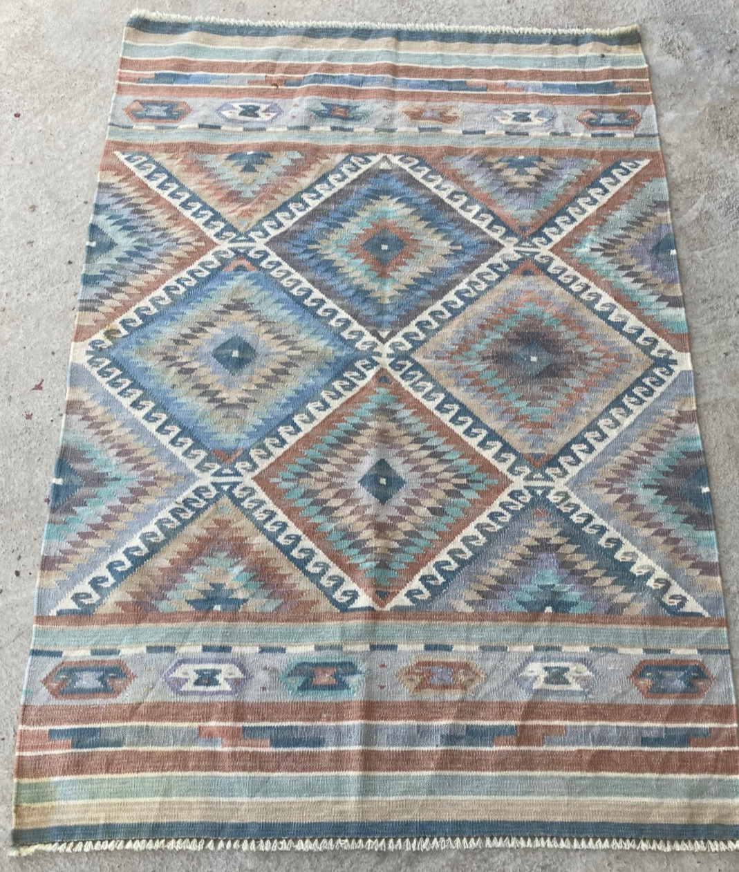 Vintage Traditional Handmade Beautiful Turkish Kilim Floor Rug Carpet 165x110 cm gallery