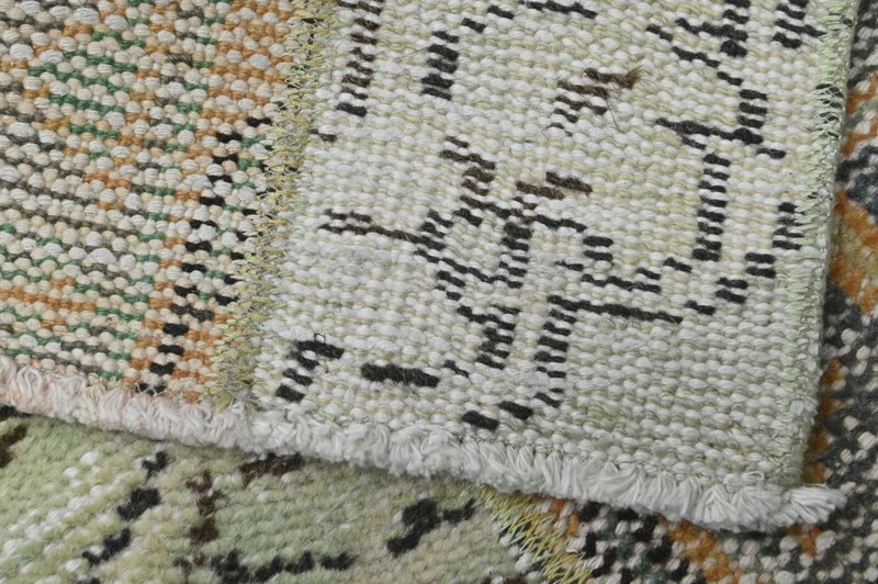 Vintage Turkish Runner Rug 2x6ft Wool Anatolian Handmade Hallway Oushak GREEN gallery