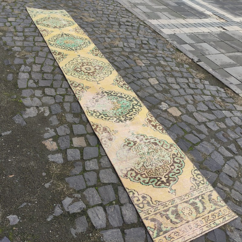 Rare 2x12 runner rug 1.9 x 11.81 ft Vintage Handmade Kitchen Rug 58 x 360 cm gallery