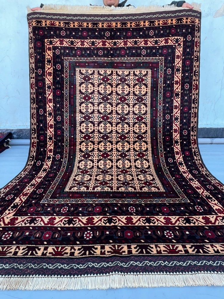 Vintage Natural Vegetable Dye Gorgeous Afghan Adreskan Nomadic Tribal Carpet