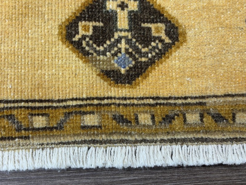 1x3 Gold and Brown Vintage Turkish Door mat, Small Area Rug, Entrance Floor Mat gallery