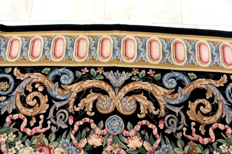 10X13 MAGNIFICENT ANTIQUE HANDMADE VEGETABLE DYE AUBUSSON NEEDLEPOINT WOOL RUG gallery