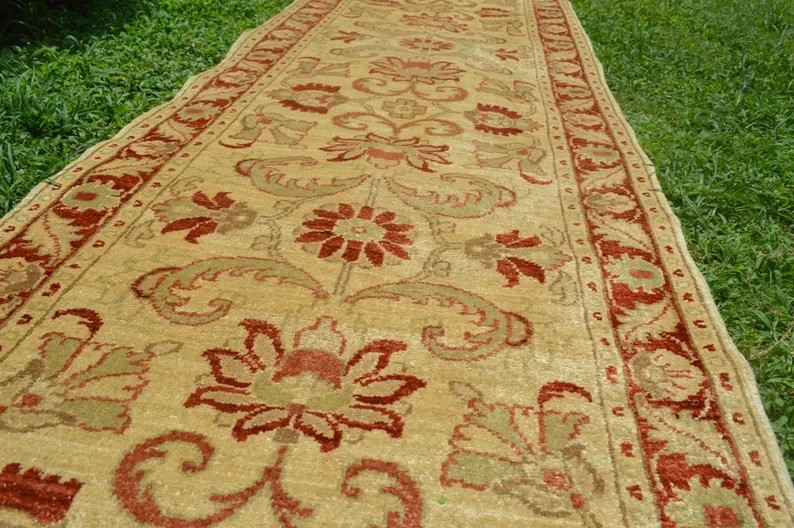 80 X 300 CM Stunning Natural Vegetable Dye Oushak Turkoman Hallway Runner gallery
