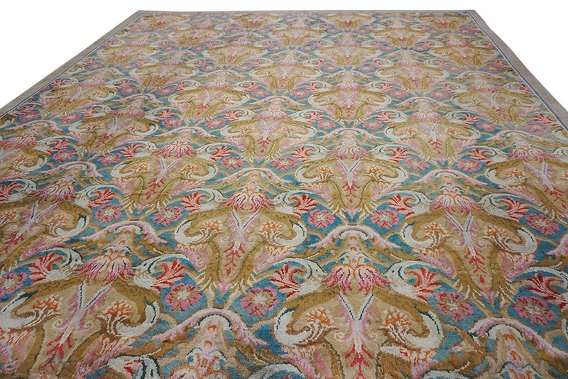14'x16' Antique Wool Hand Knotted Pile Blue 1750s Rug gallery