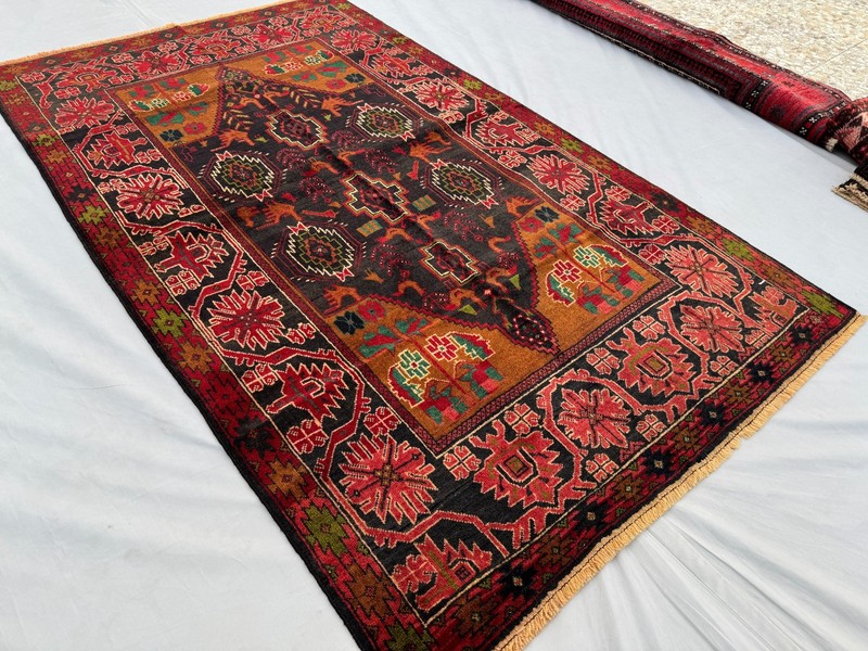 4x6 ft Hand Knotted Vintage Afghan Wool Area Rug Tribal Baluchi Geometric Carpet gallery