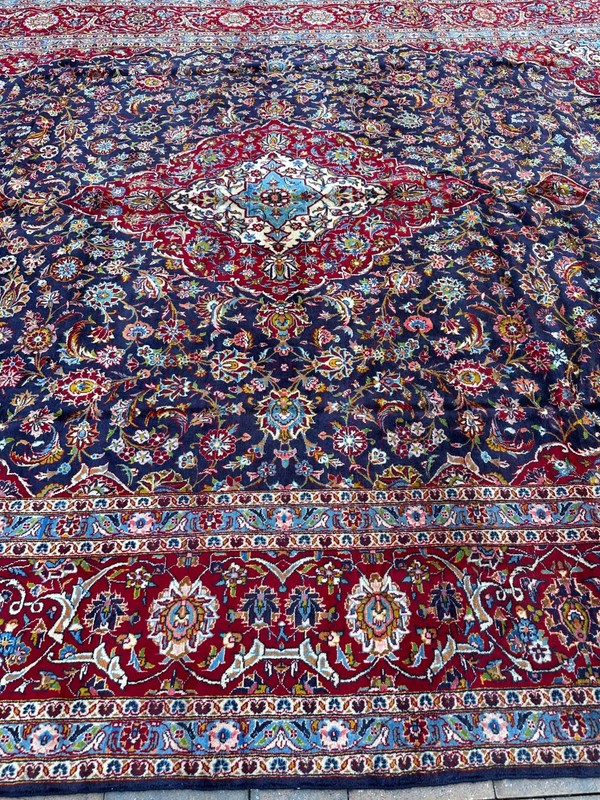 Top Quality Handmade New Oriental Rug, Blue Floral Medallion Design, 10x14 gallery