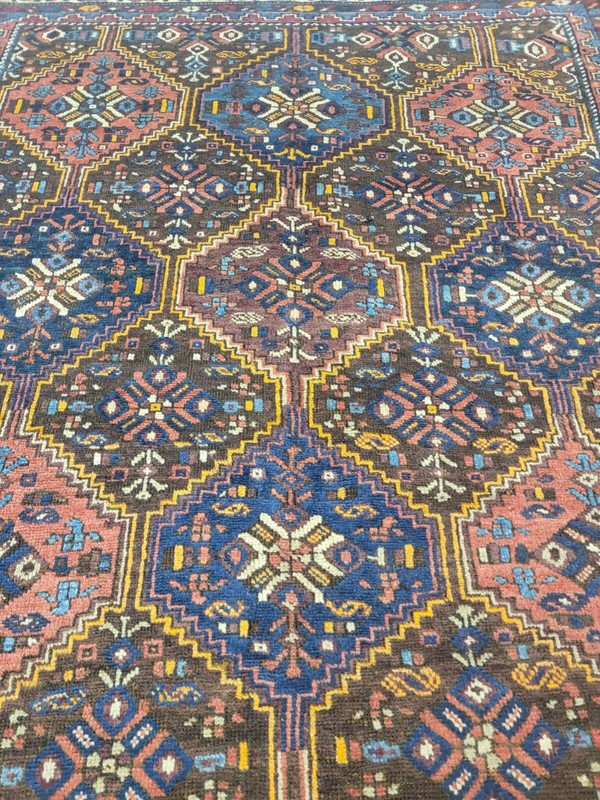Antique Oriental Hand-Knotted Wool Area Rug Terracotta/Blue/Beige 4'10" x 6'4" gallery