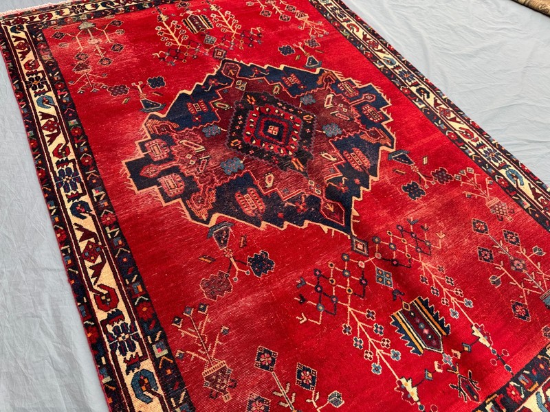 Vintage Turkish Inspired Caucasian Medallion Wool Area Rug, Rare Guestroom Rug gallery