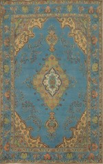 Handmade Vintage Over-Dyed Blue Traditional Living Room Area Rug 6×9 Wool Carpet