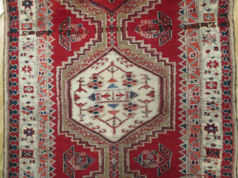 ESTATE 10 FEET RUNNER CIRCA 1950 VEGETABLE DYE HANDMADE-KNOTTED WOOL RUG 582823 gallery