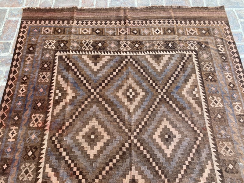 Brown 6x11ft Vintage Turkish Kilim Rug Handmade Wool Tribal Flatweave Boho rug gallery