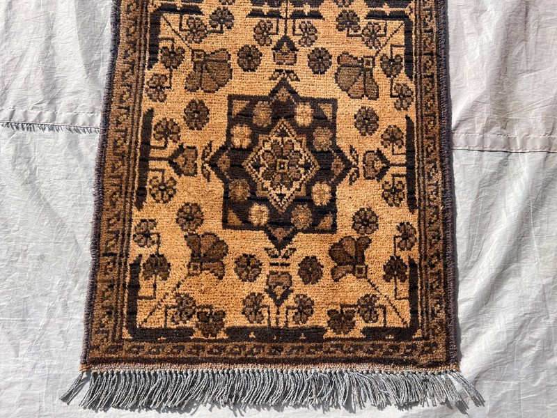 Antique Terracotta Afghan Runner Rug 2x5 Hand Knotted Turkmen Muted Wool Carpet gallery