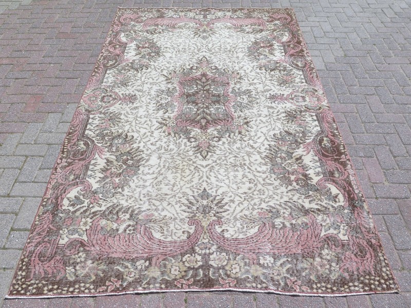 Vintage Anatolia Carpet, Distressed Wool Rug, Handmade Large Floor Rugs 69"x111" gallery
