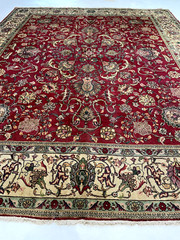 Antique Oriental Hand-Knotted Wool Area Rug Red/Ivory/Blue/Green 11’6″ x 14′