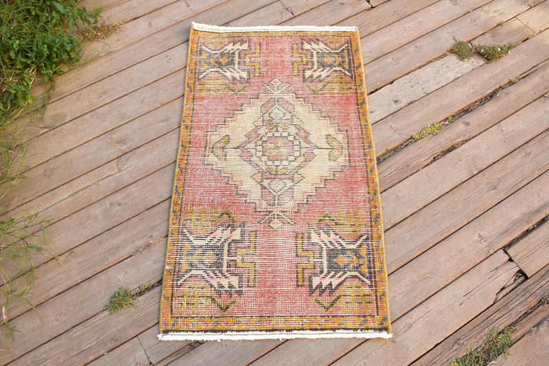 Turkish Carpet Hand Knotted 1x3 Size Doormat Chair Multi Color Rug 51x96cm gallery