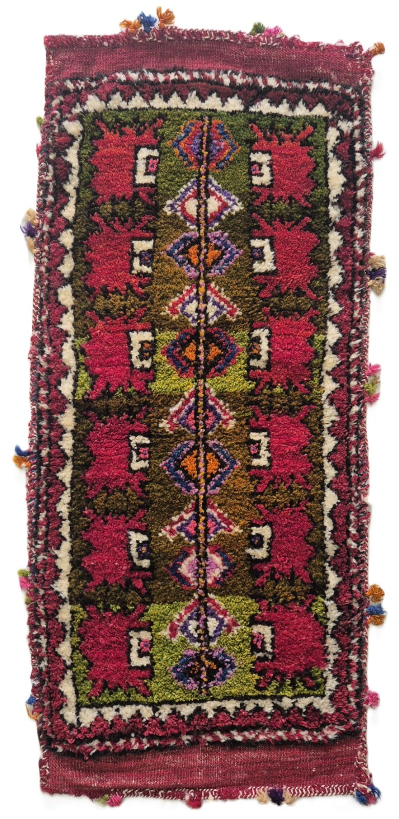 Antique Turkish Kozak Bergama Hand-Knotted Rug Pillow 14x30" - Collector’s Piece gallery