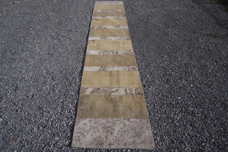 Vintage Turkish Oushak Runner Rug 3x15 ft Neutral Handmade Extra Long Carpet 829 gallery