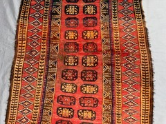 3’6×7’6 ft Antique Baluchi Rug – Hand Knotted Low Pile Distressed Tribal Carpet