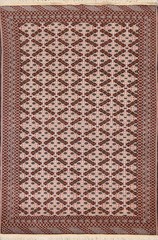 Vintage Geometric Oriental Area Rug 4×6 Hand-knotted Wool Oriental Tribal Carpet